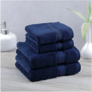Purely Indulgent Egyptian Cotton 4 Piece Navy Blue Hand Towel‎ Washcloth Set